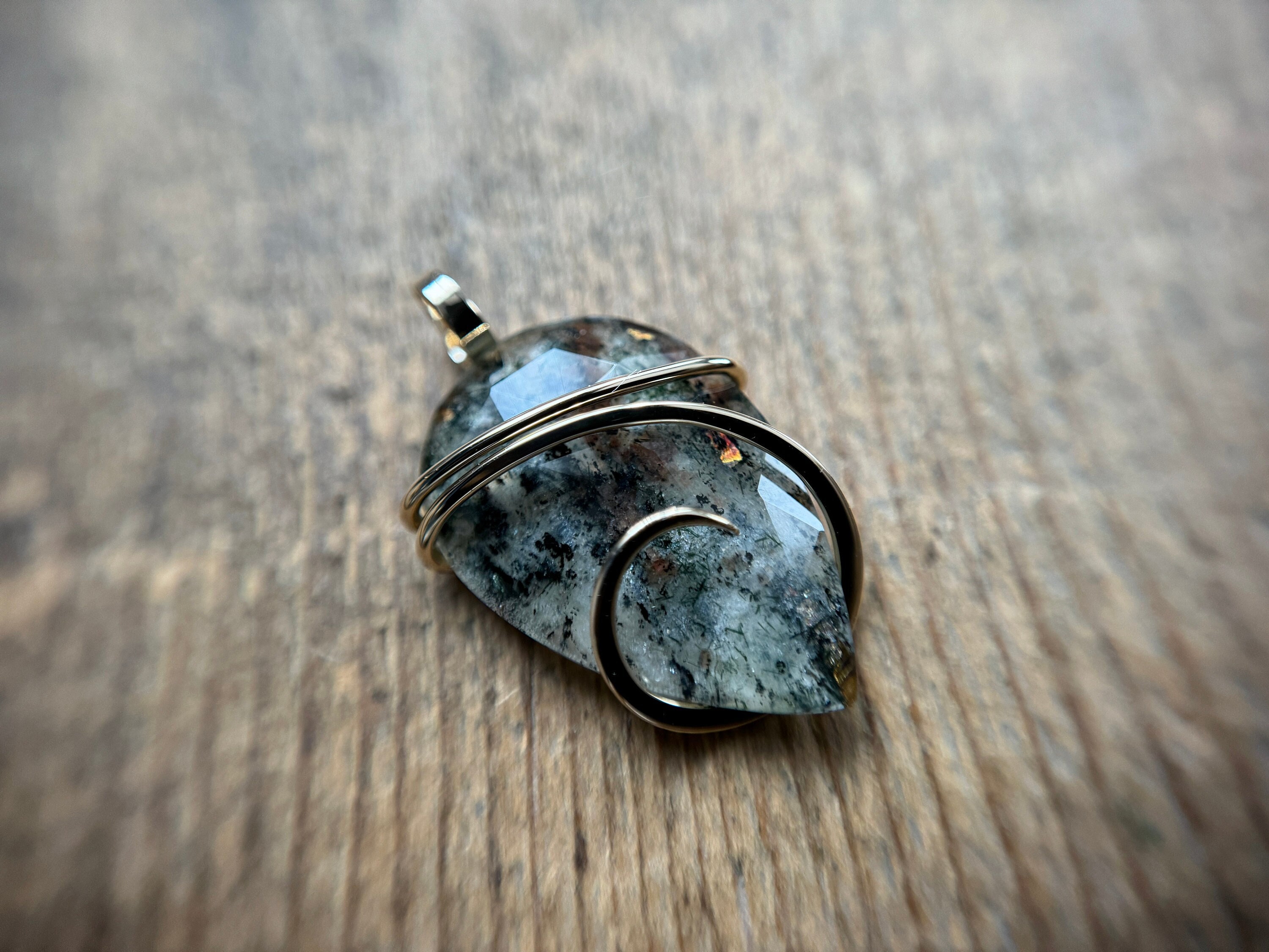 Faceted Astrophyllite Doublet In 14k Gold Pendant