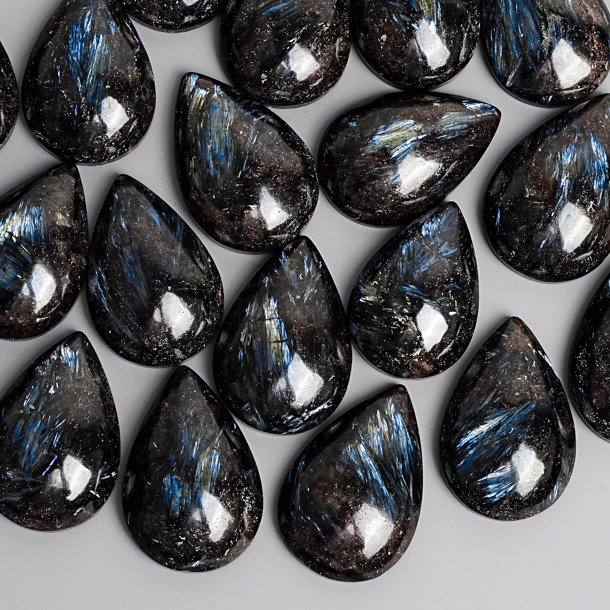Genuine Natural Black Flash Astrophyllite Pendant-teardrop Shape Astrophyllite Top Drilled Cabochon Gemstone Pendant
