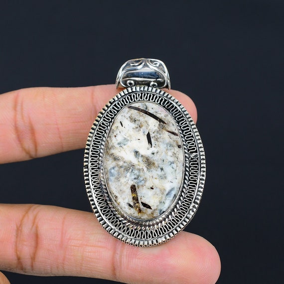 Handmade Oval Astrophyllite Pendant: 925 Sterling Silver Vintage Jewelry Handmade Oval Astrophyllite Pendant: 925 Sterling Silver Vintage Jewelry