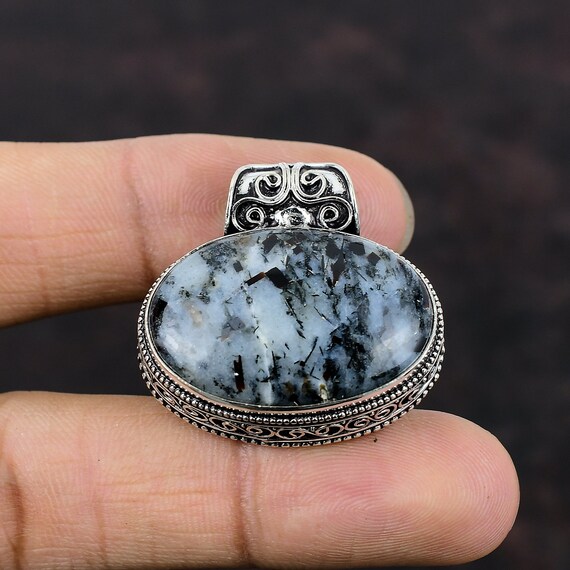 Handmade Astrophyllite Pendant: Vintage 925 Sterling Silver Gemstone Jewelry