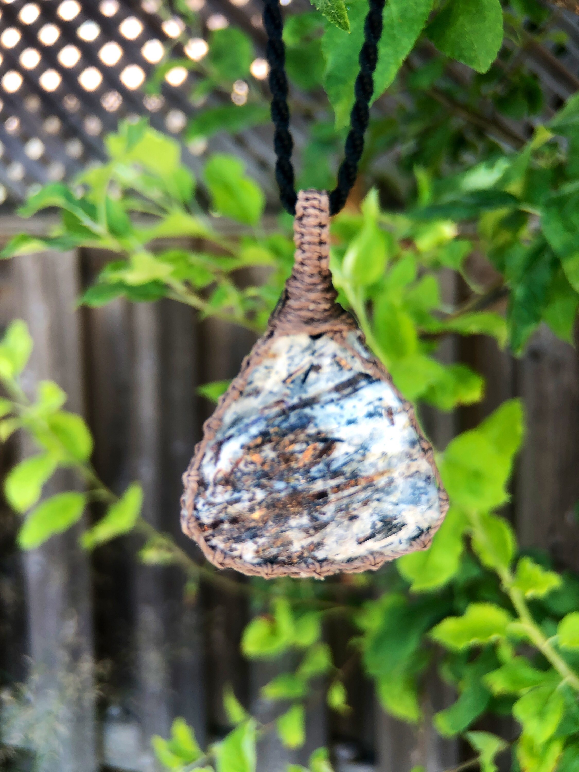 Astrophyllite Necklace, Astrophyllite Pendant Necklace, Psychic Protection Necklace, Macrame Gemstone Pendant, Macrame Stone Necklace