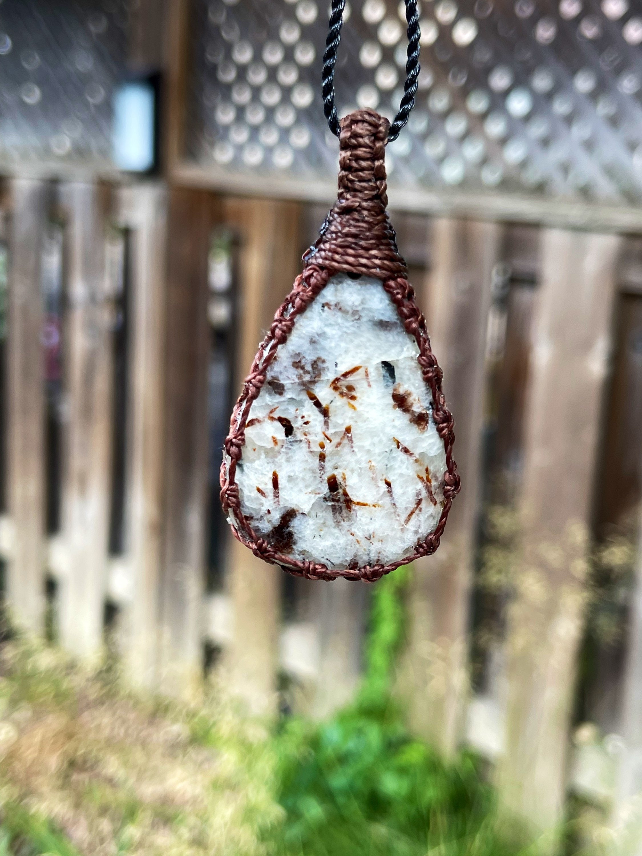 Astrophyllite Necklace, Astrophyllite Pendant Necklace, Psychic Protection Necklace, Macrame Gemstone Pendant, Macrame Stone Necklace