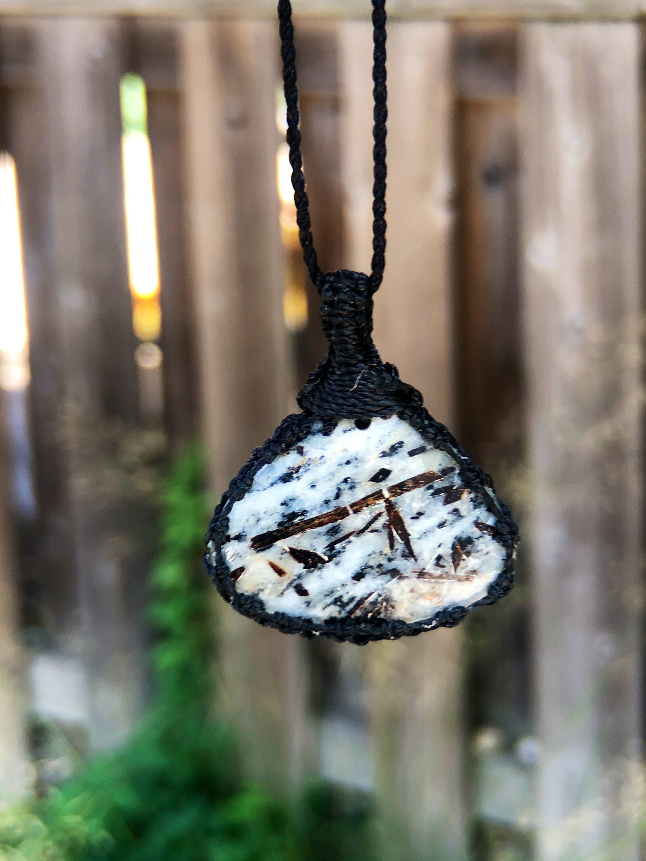 Astrophyllite Necklace, Astrophyllite Pendant Necklace, Psychic Protection Necklace, Macrame Gemstone Pendant, Macrame Stone Necklace