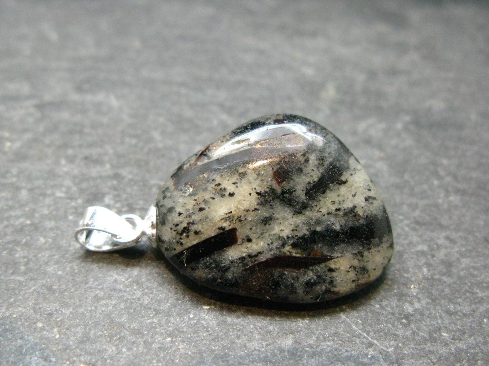 Tumbled Astrophylite Astrophyllite Silver Pendant From Russia - 1.0"
