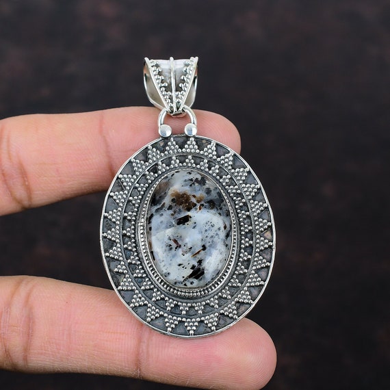 Vintage Astrophyllite Pendant: Handmade 925 Sterling Silver Gemstone Jewelry