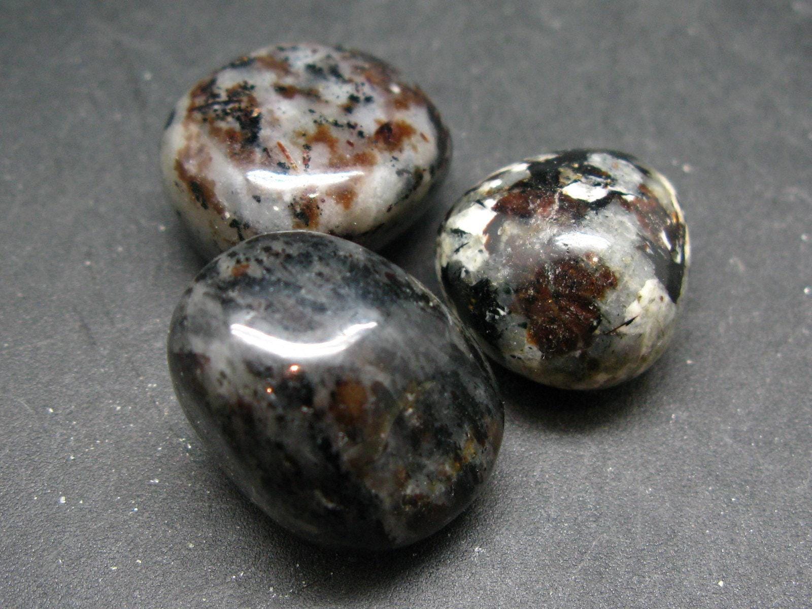 Lot Of 3 Astrophylite Astrophyllite Tumbled Stones From Russia