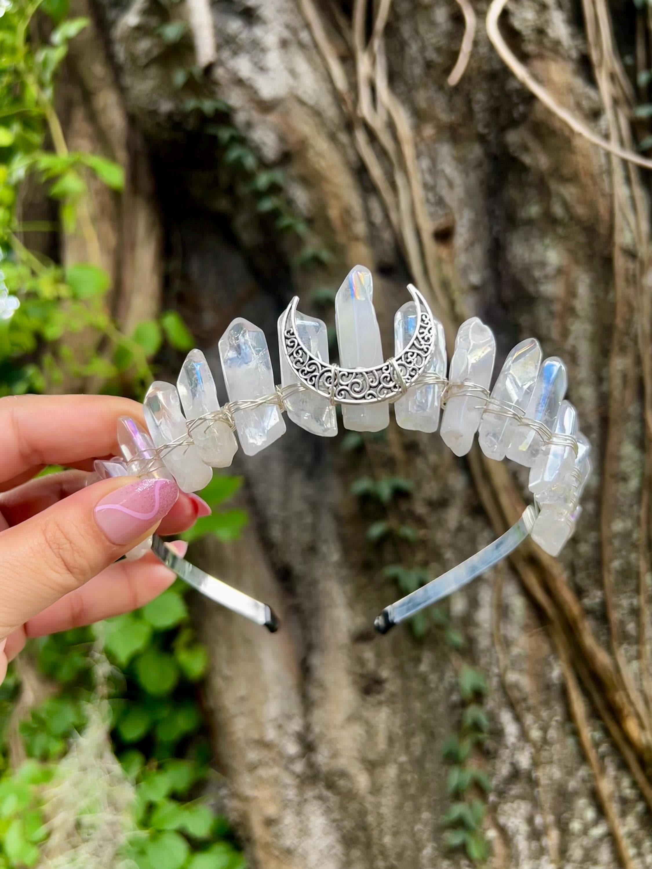 Aura Angel Quartz Crystal Crown: Ritual Ceremony Headpiece