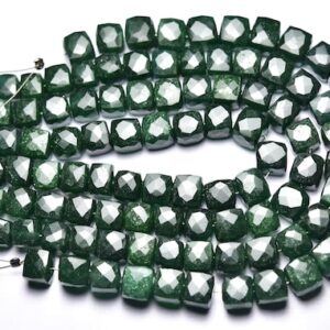 Beautiful Aventurine Cube Beads - 7.5 inches, Natural Aventurine Faceted Cube,Box Briolettes, Size is 8- 9 mm #1533 Beautiful Aventurine Cube Beads - 7.5 inches, Natural Aventurine Faceted Cube,Box Briolettes, Size is 8- 9 mm #1533