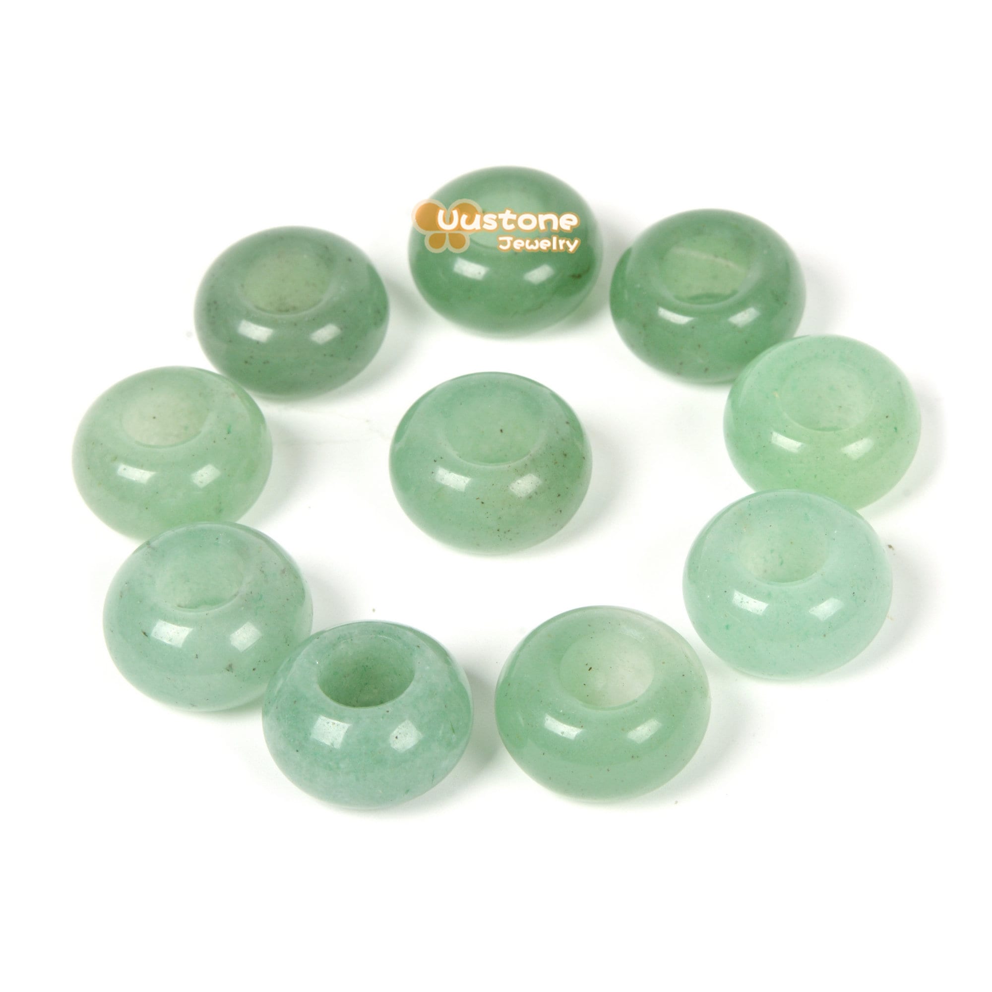 14mm Natural Green Aventurine Universal Large Hole Rondelle Bead For Bracelet Diy Jewelry Making