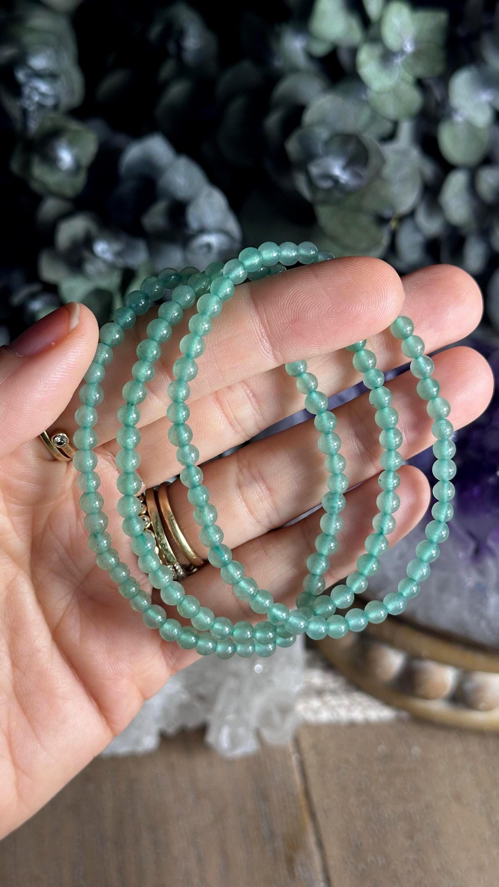 4mm Green Aventurine Bracelet : Minimalist Crystal Gemstone