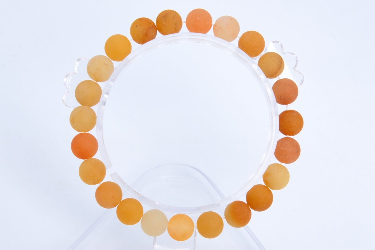 8mm Matte Orange Aventurine Beads Bracelet Grade Aaa Natural Round Gemstone 7" Bulk Lot 1,3,5,10 And 50 (106788h-065)