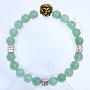 8MM Parsley Bunch Aventurine Beads Bracelet Grade AAA Genuine Natural Round Gemstone 6" with a Lion Charm BULK LOT 1,3,5,10,50 (106804h-076)