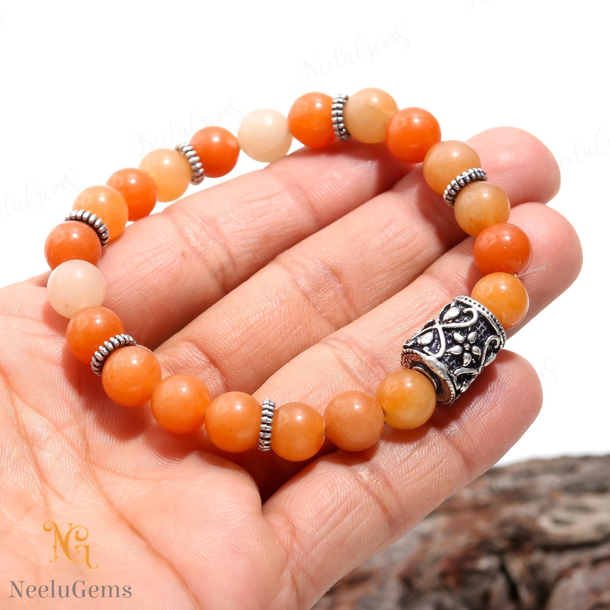 8mm Red Aventurine Bracelet, Natural Stone Of Action & Manifestation, Vitality Confidence Jewelry, Root Chakra Gift, Unisex Yoga Beads