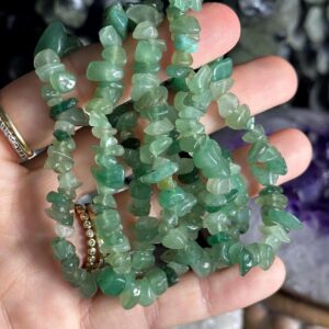 Green Aventurine Chip Bracelet: Minimalist Crystal Gemstone Stretch Bracelet
