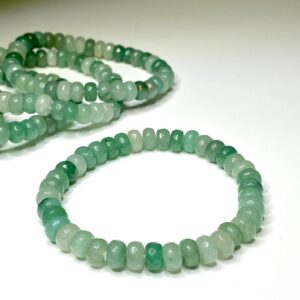 Green Aventurine Crystal Bracelet: Faceted Rondelle Beaded Bracelet