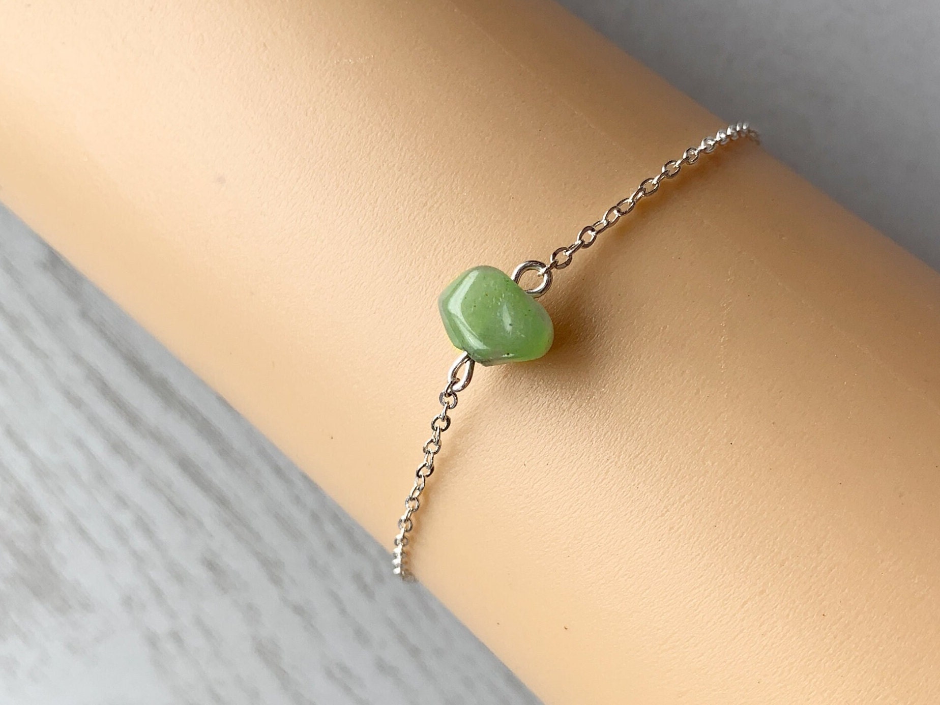 Green Aventurine Bracelet Sterling Silver Or Gold Tiny Stone Bracelet For Girls, Dainty Green Gemstone Bracelet, Crystal Healing Good Luck Green Aventurine Bracelet Sterling Silver Or Gold Tiny Stone Bracelet For Girls, Dainty Green Gemstone Bracelet, Crystal Healing Good Luck