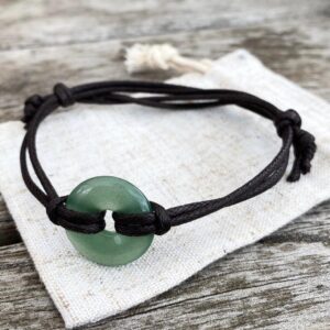 Mans Aventurine Crystal Bracelet, Mens Waterproof Adjustable Bracelet. A Protection Gift For Hippie Man.