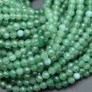 Natural Green Aventurine Faceted Round Beads,3mm/4mm Loose Faceted Beads,for Jewelry Diy Making Beads,bracelet Making Beads.wholesale Beads.
