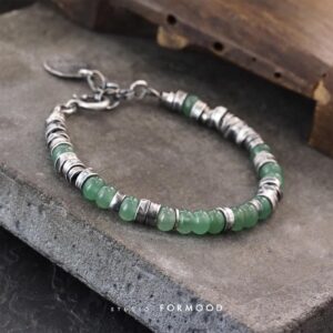Oxidized Sterling Silver And Green Aventurine Bracelet, Everyday Jewelry, Gift For Her