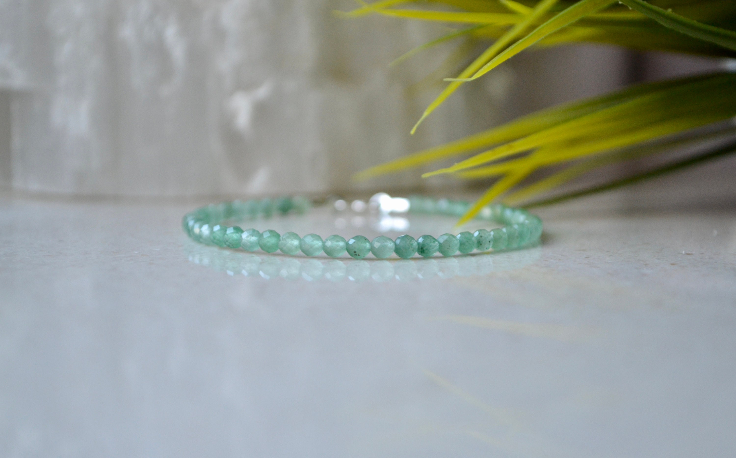 Aventurine Bracelet - Pale Green Stone Bracelet, Real Aventurine Jewelry 3mm Sterling Silver, Heart Chakra Bracelet, Pale Green Bracelet Aventurine Bracelet - Pale Green Stone Bracelet, Real Aventurine Jewelry 3mm Sterling Silver, Heart Chakra Bracelet, Pale Green Bracelet