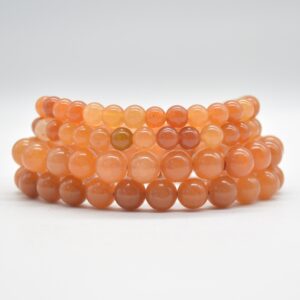 Red Aventurine Gemstone Round Beads Bracelet Sample Strand - 6mm Or 8mm Sizes - 7.5" Long