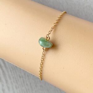 Aventurine Bracelet Silver Or Gold Crystal Healing Bracelet Gift For Women, Green Gemstone Bracelet, Raw Green Crystal Bracelet For Women