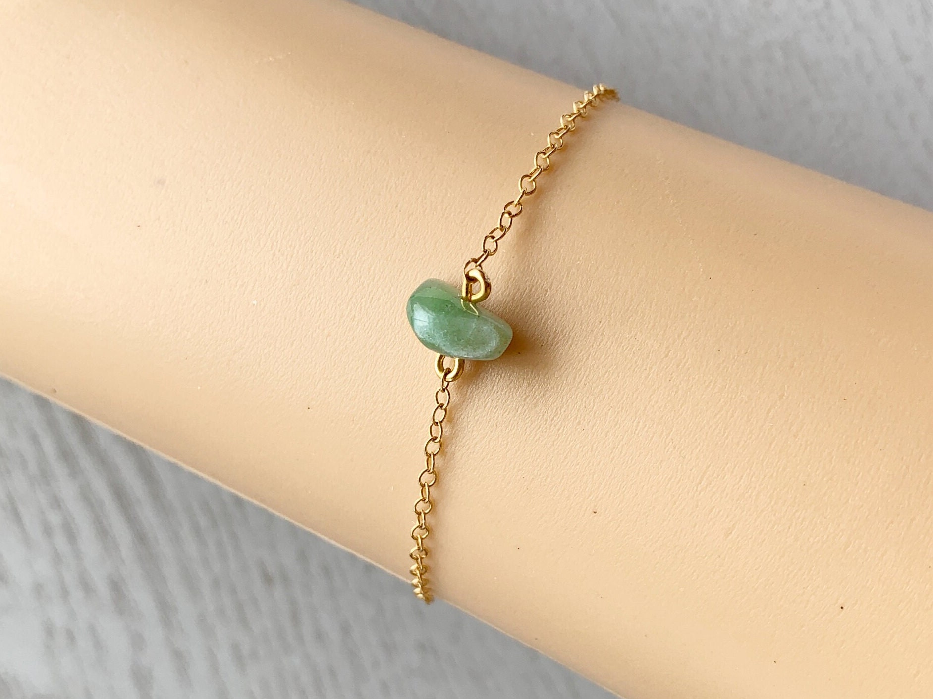 Aventurine Bracelet Silver Or Gold Crystal Healing Bracelet Gift For Women, Green Gemstone Bracelet, Raw Green Crystal Bracelet For Women