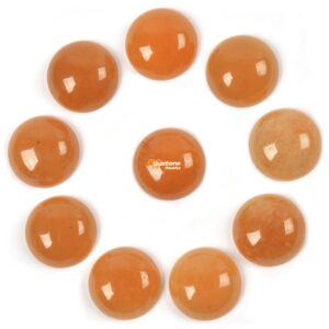 10 pcs of 14mm Orange Aventurine round flatback cab cabochon 10 pcs of 14mm Orange Aventurine round flatback cab cabochon