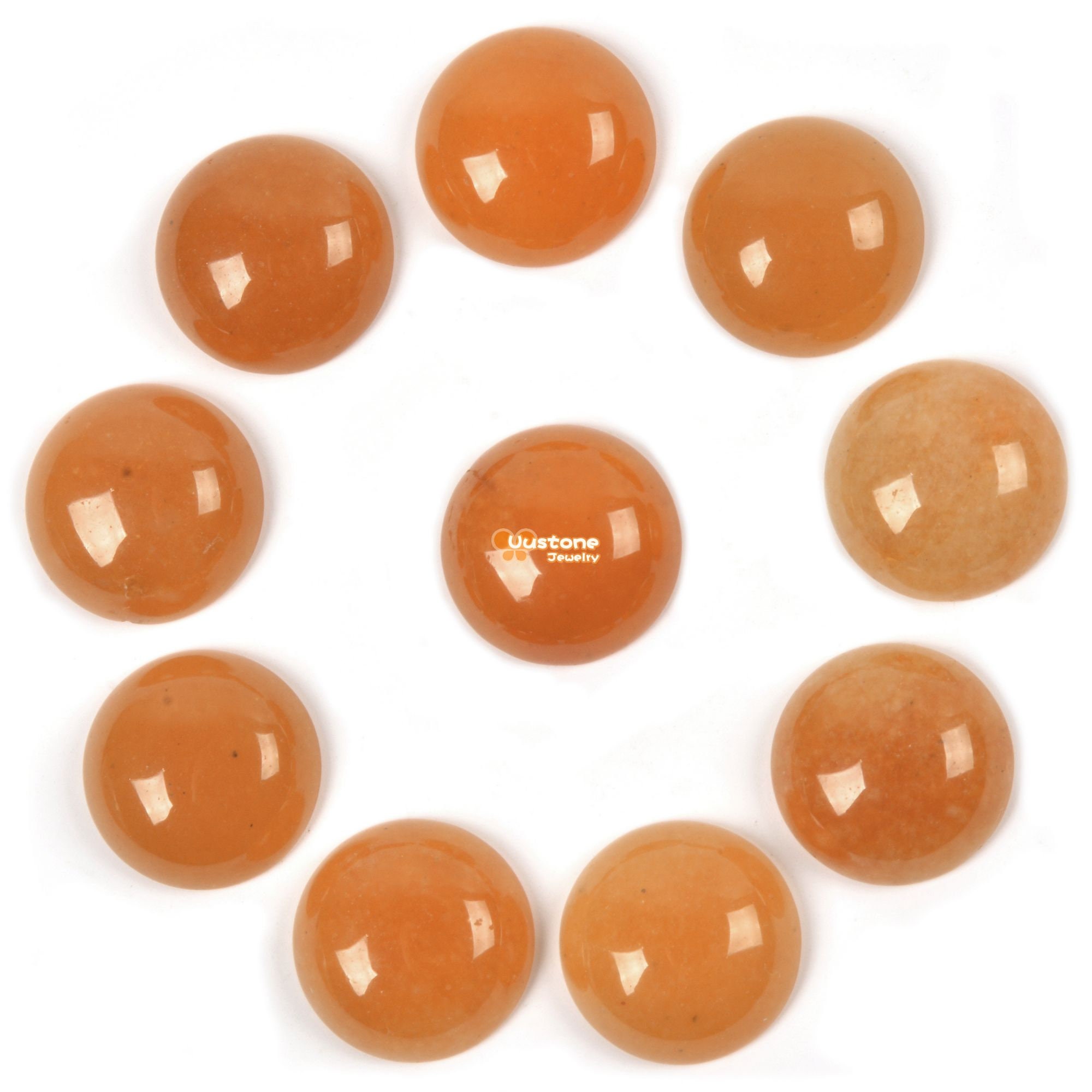 10 Pcs Of 14mm Orange Aventurine Round Flatback Cab Cabochon 10 Pcs Of 14mm Orange Aventurine Round Flatback Cab Cabochon