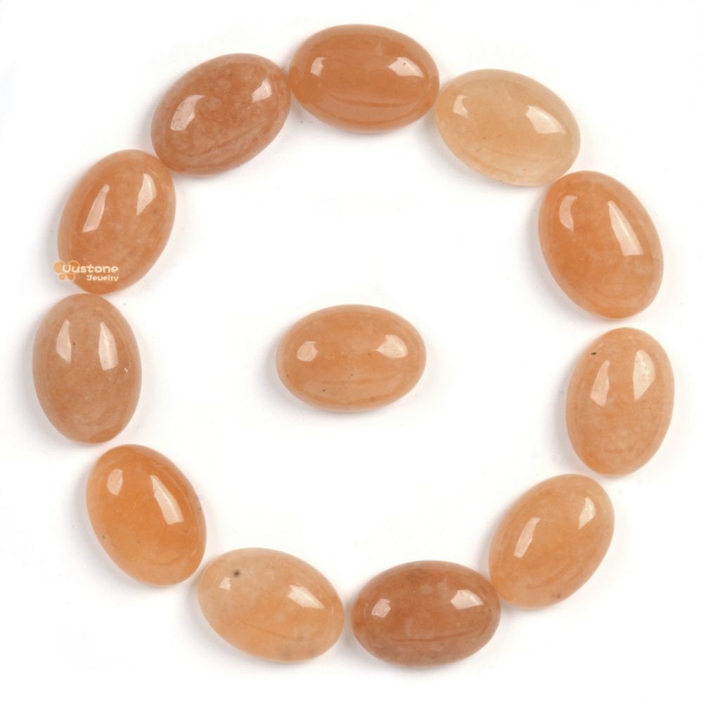 14mm Natural Orange Aventurine Gemstone Oval Flatback Cab Cabochon