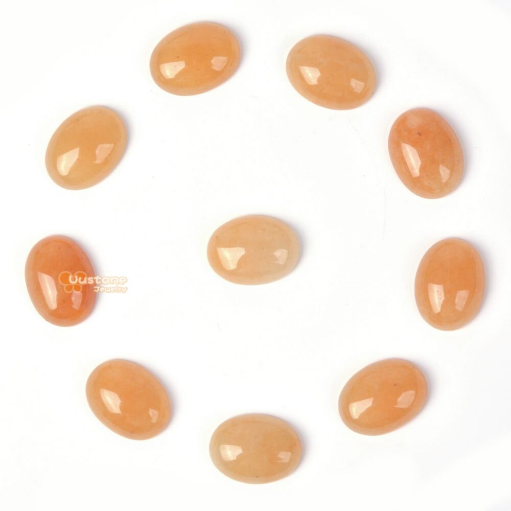 16mm Natural Orange Aventurine Gemstone Oval Flatback Cab Cabochon