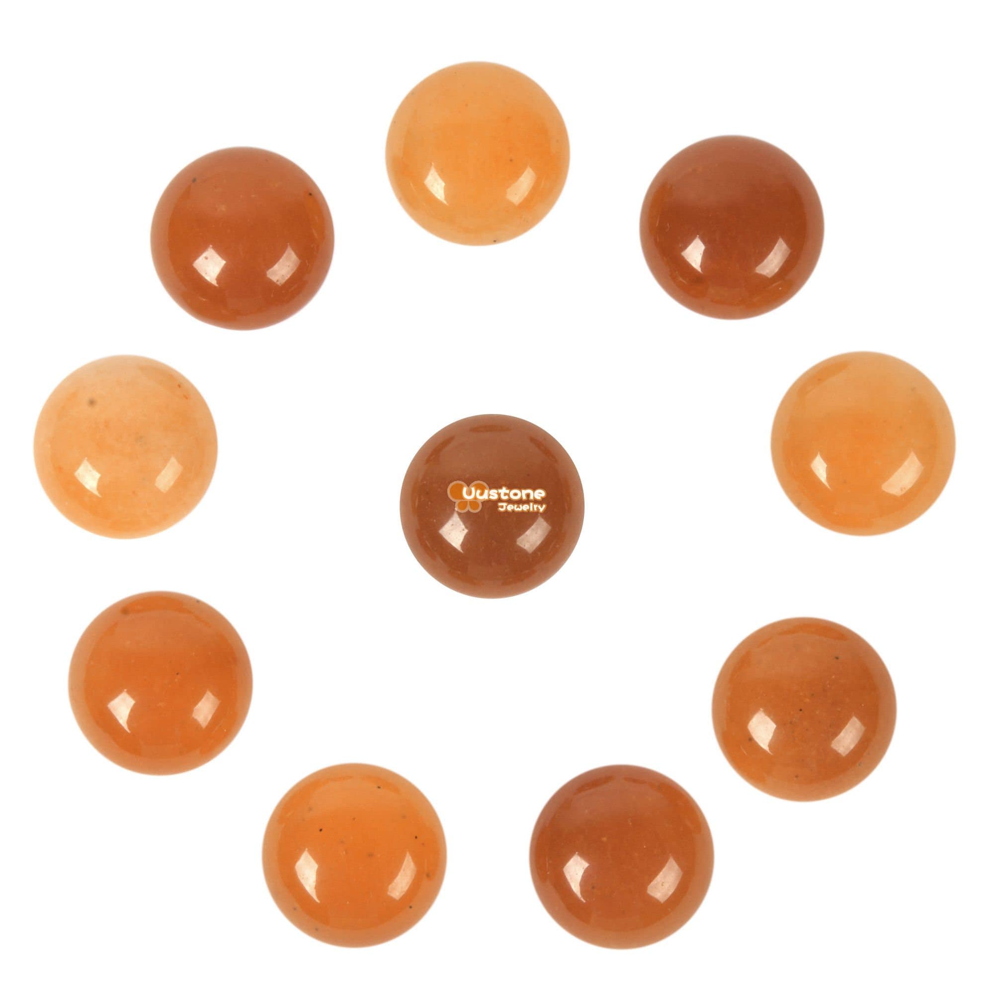 16mm Orange Aventurine Gemstone Round Flatback Cab Cabochon Stone Loose Stone Cab Diy Jewelry Making Stone