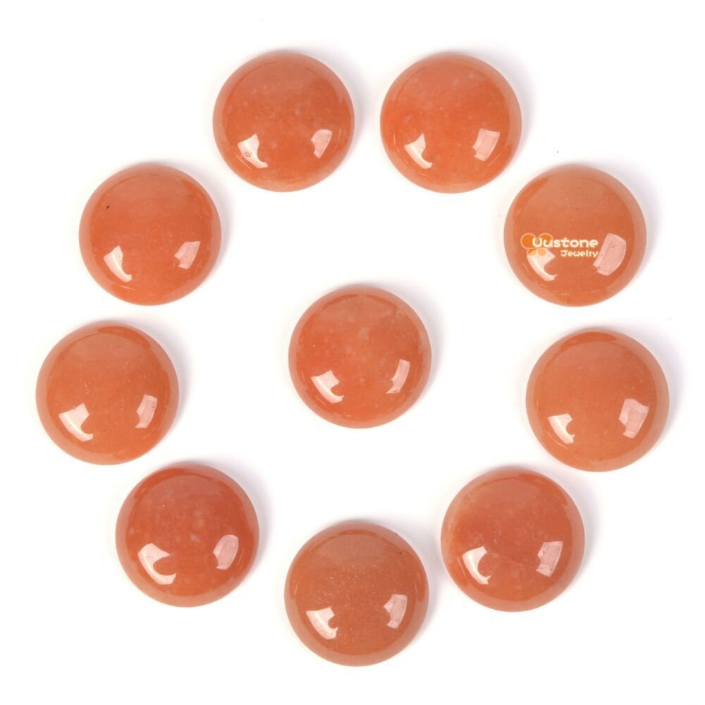 18mm Red Aventurine Gemstone Round Flatback Cab Cabochon
