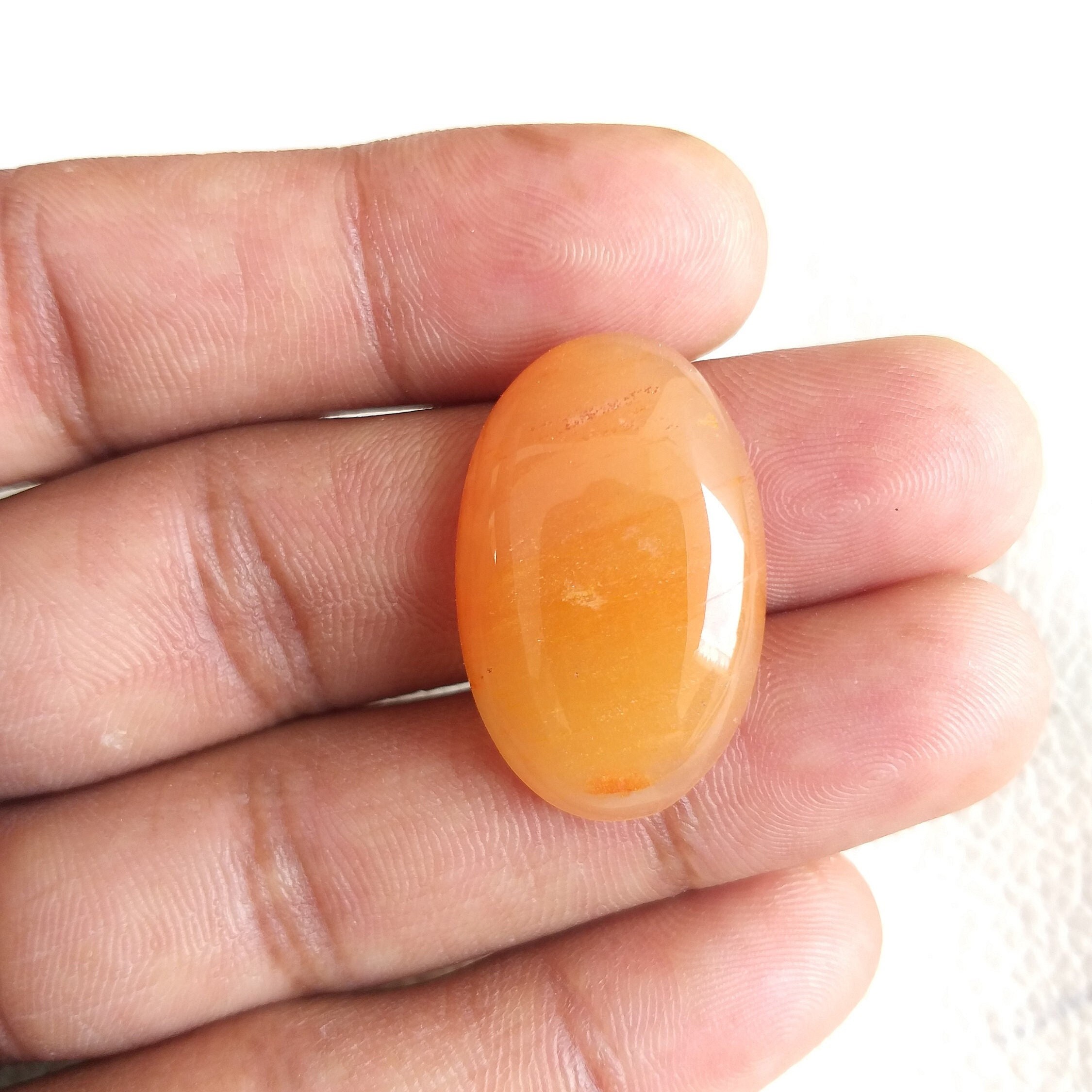 Orange Aventurine Cabochon, Oval Gemstone (29x18x6 Mm, 25.1 Carat)