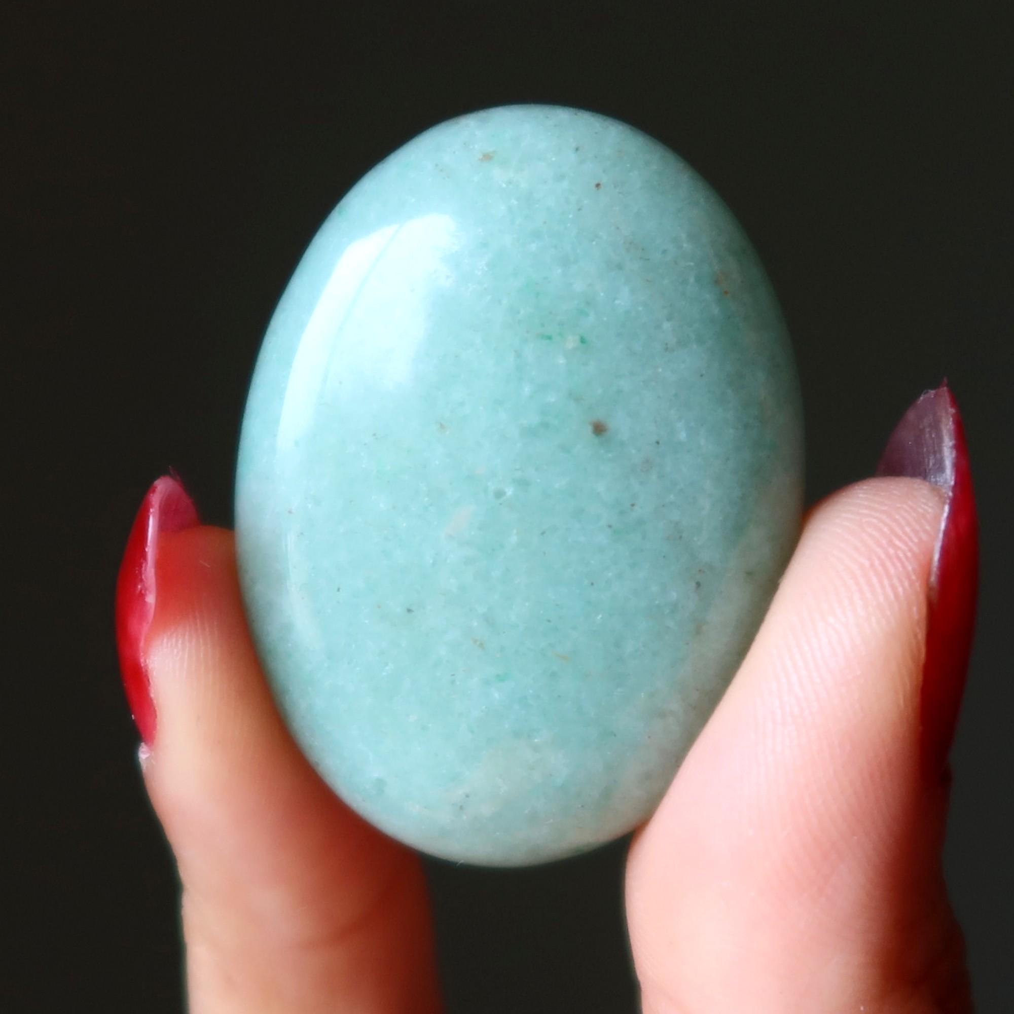 Green Aventurine Pocket Stone Cabochon Affluent Oval