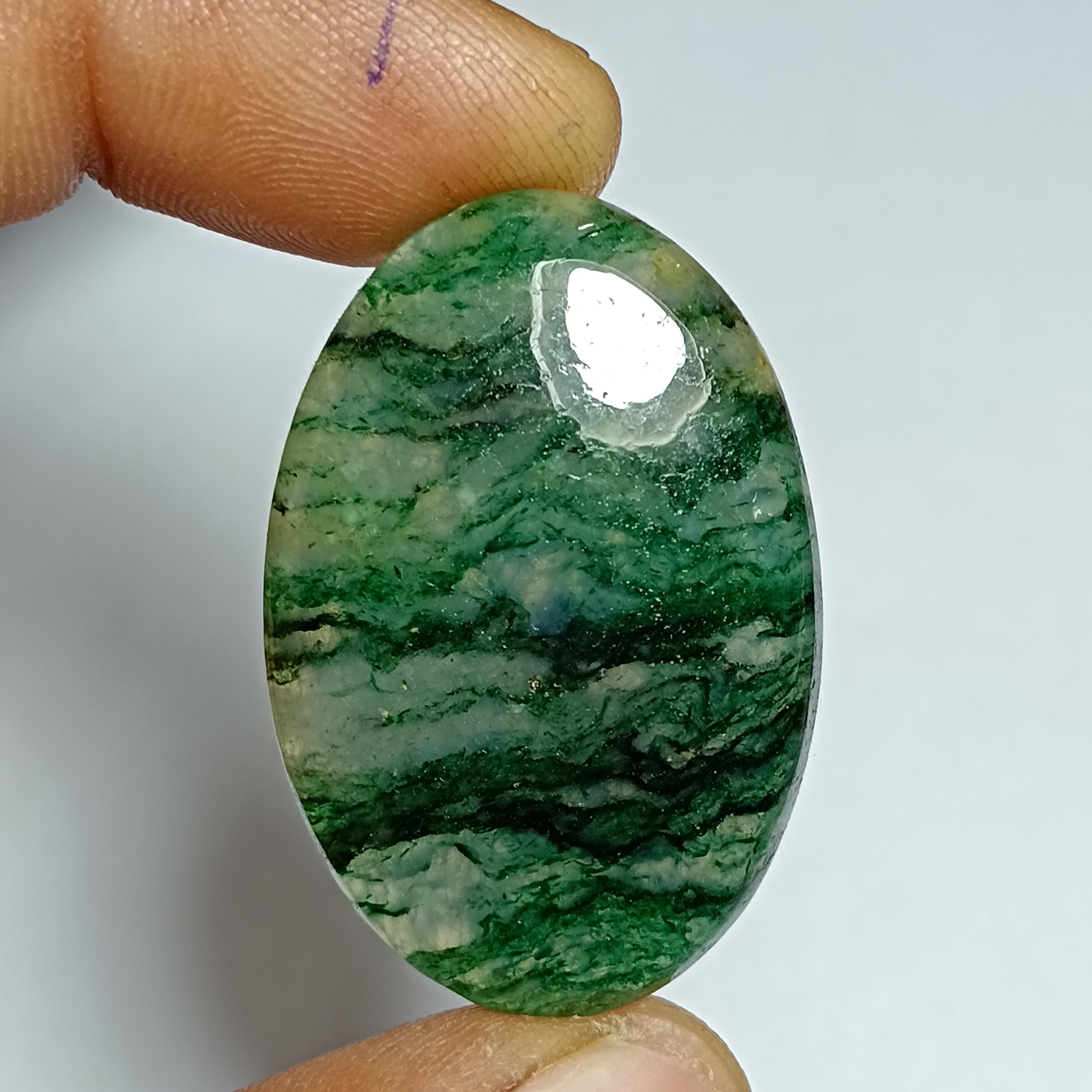 Natural Green Aventurine Cabochon For Jewelry Making (39x26 Mm)