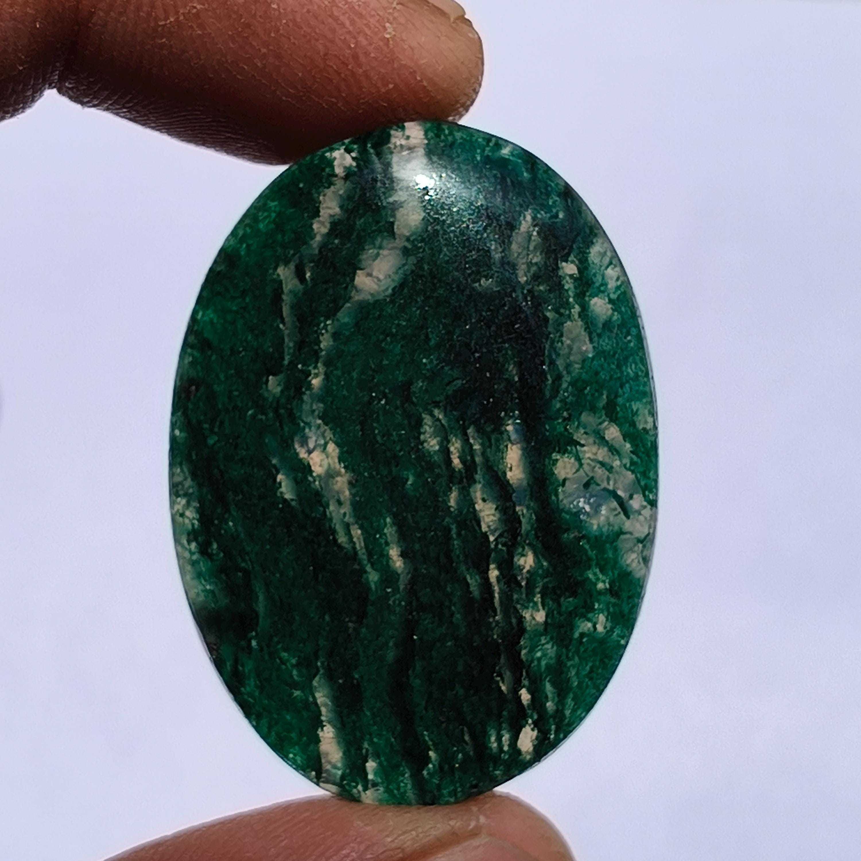 Natural Green Aventurine Cabochon, Gemstone Jewelry Making (56cts. 38x27 Mm)