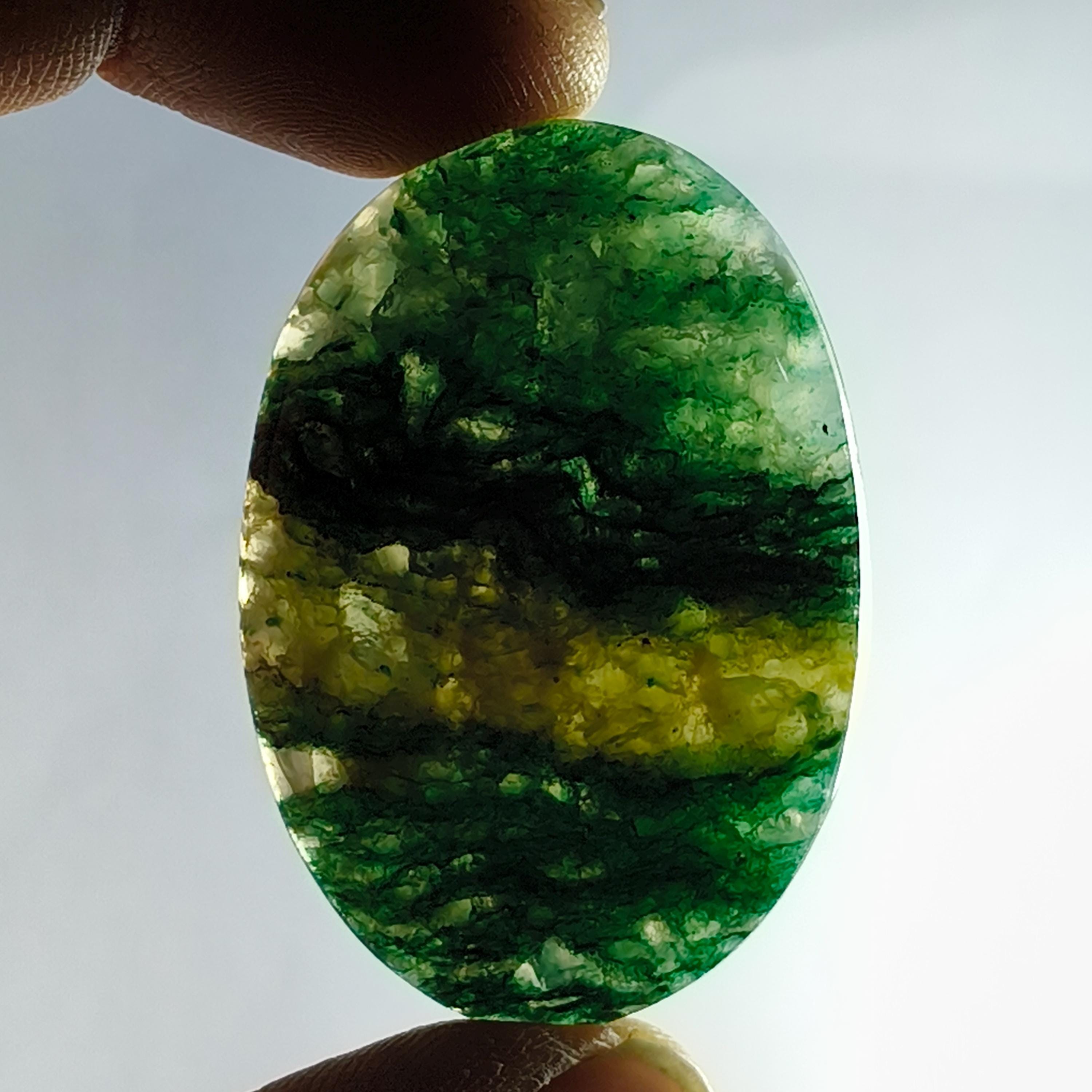 Natural Green Aventurine Cabochon, Gemstone Jewelry Making (67cts. 43x30 Mm)