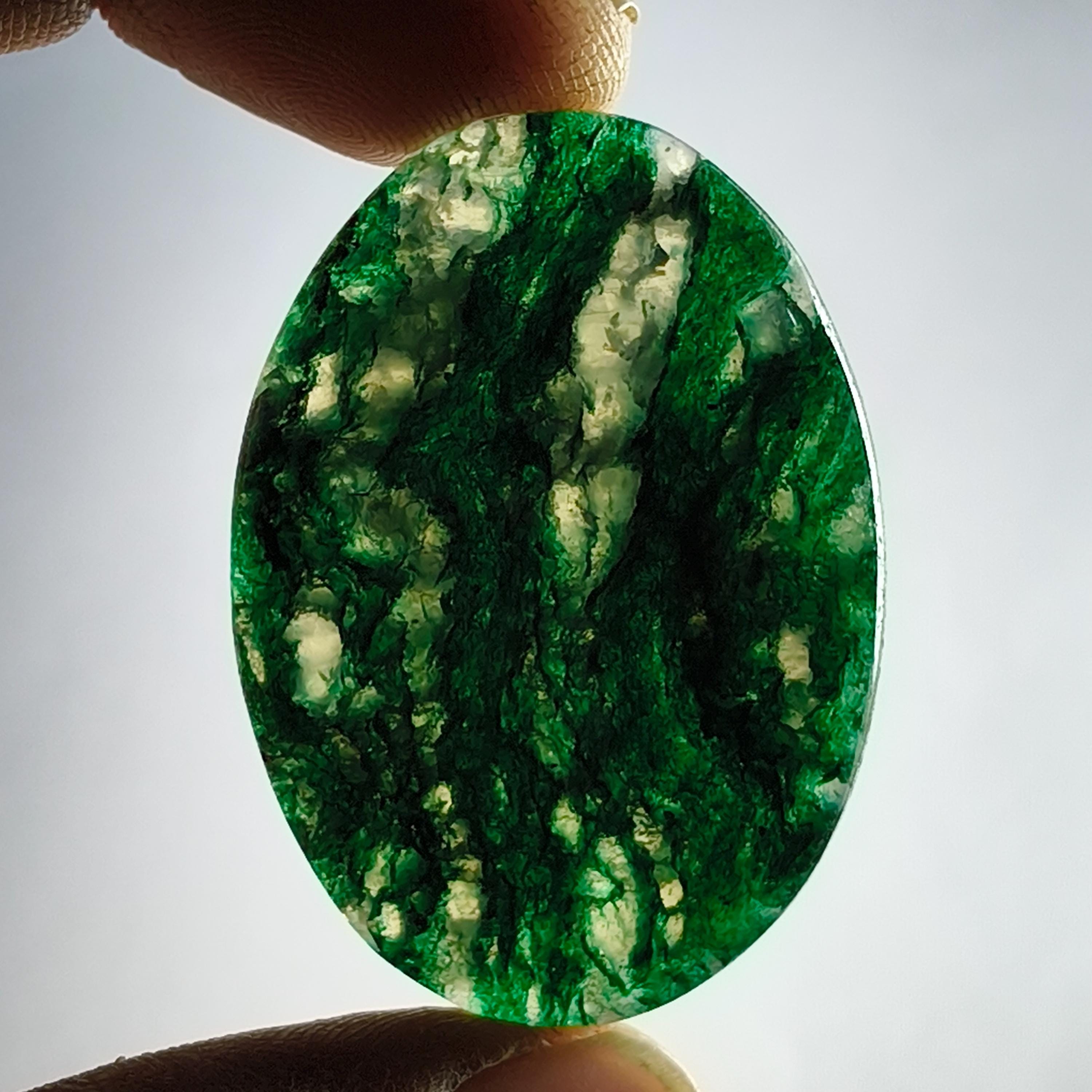 Natural Green Aventurine Cabochon, Gemstone Jewelry Making (66cts. 41x29 Mm)