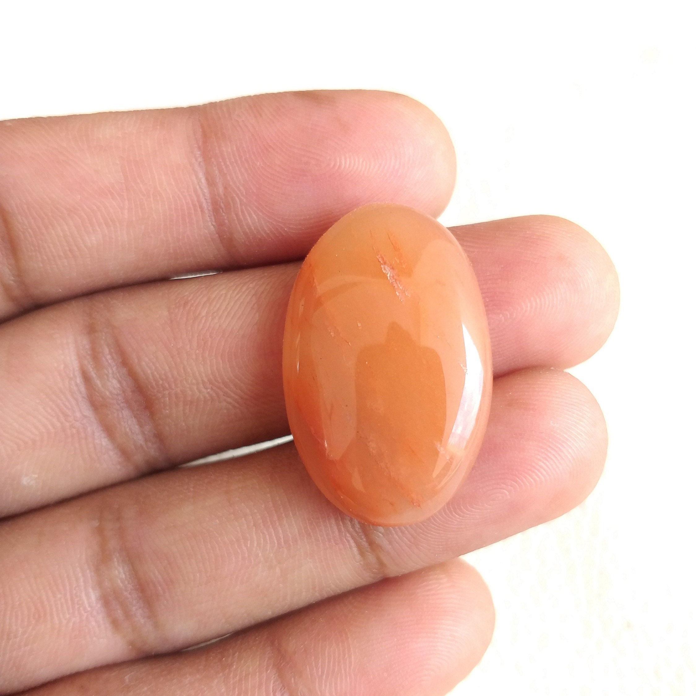 Orange Aventurine Cabochon: Oval Gemstone For Pendant (30x19x6 Mm, 28.4 Carat