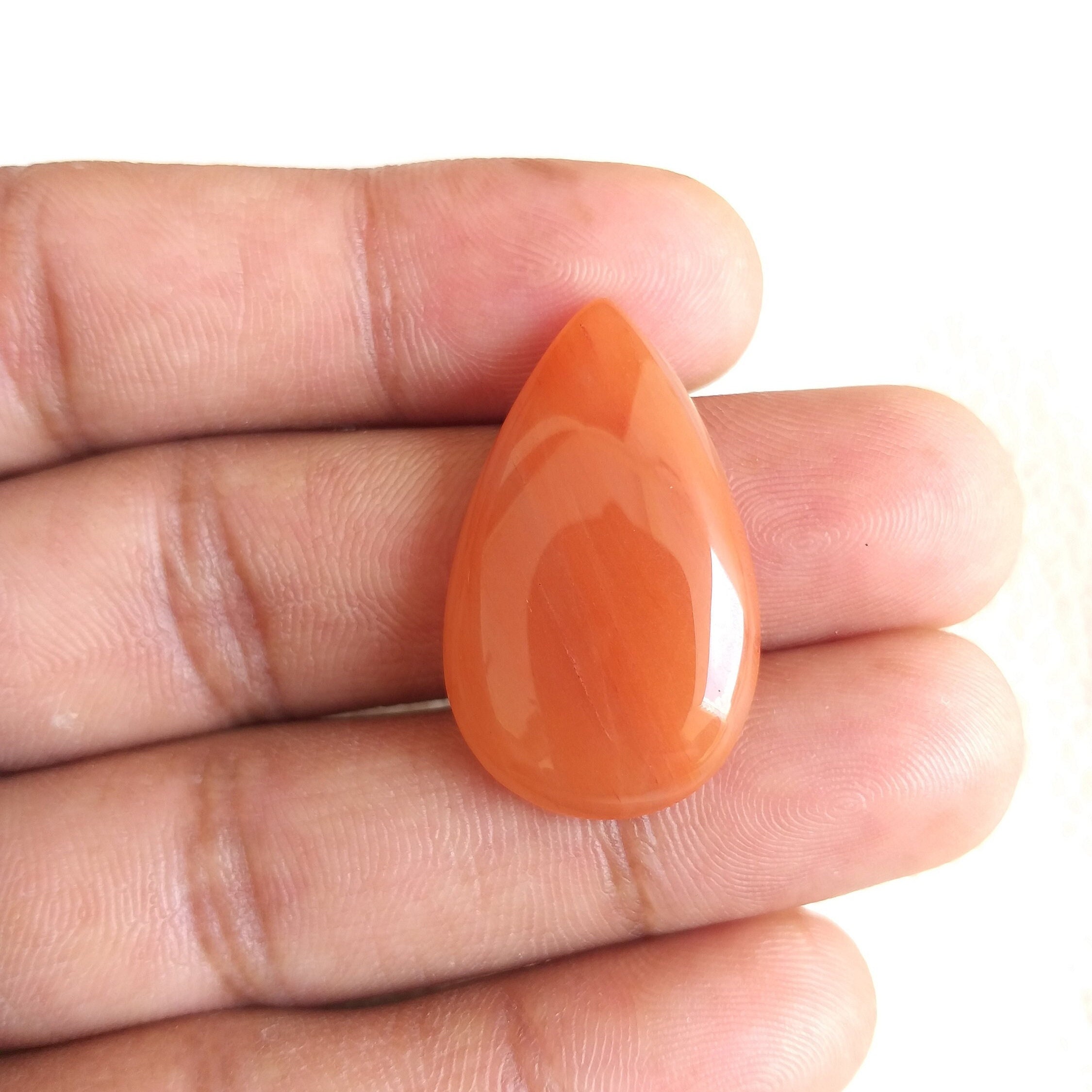 Orange Aventurine Pear Cabochon: 22.2 Carat Gemstone (31x19x5 Mm