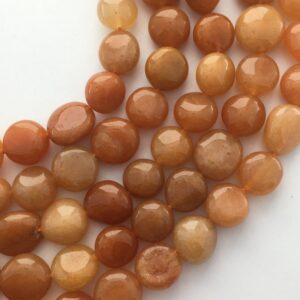 10-14mm Peach Aventurine Nugget Gemstone Beads. 15” strand of mixed orange nugget ls, approx. 32-36 beads per strand. Orange Aventurine.