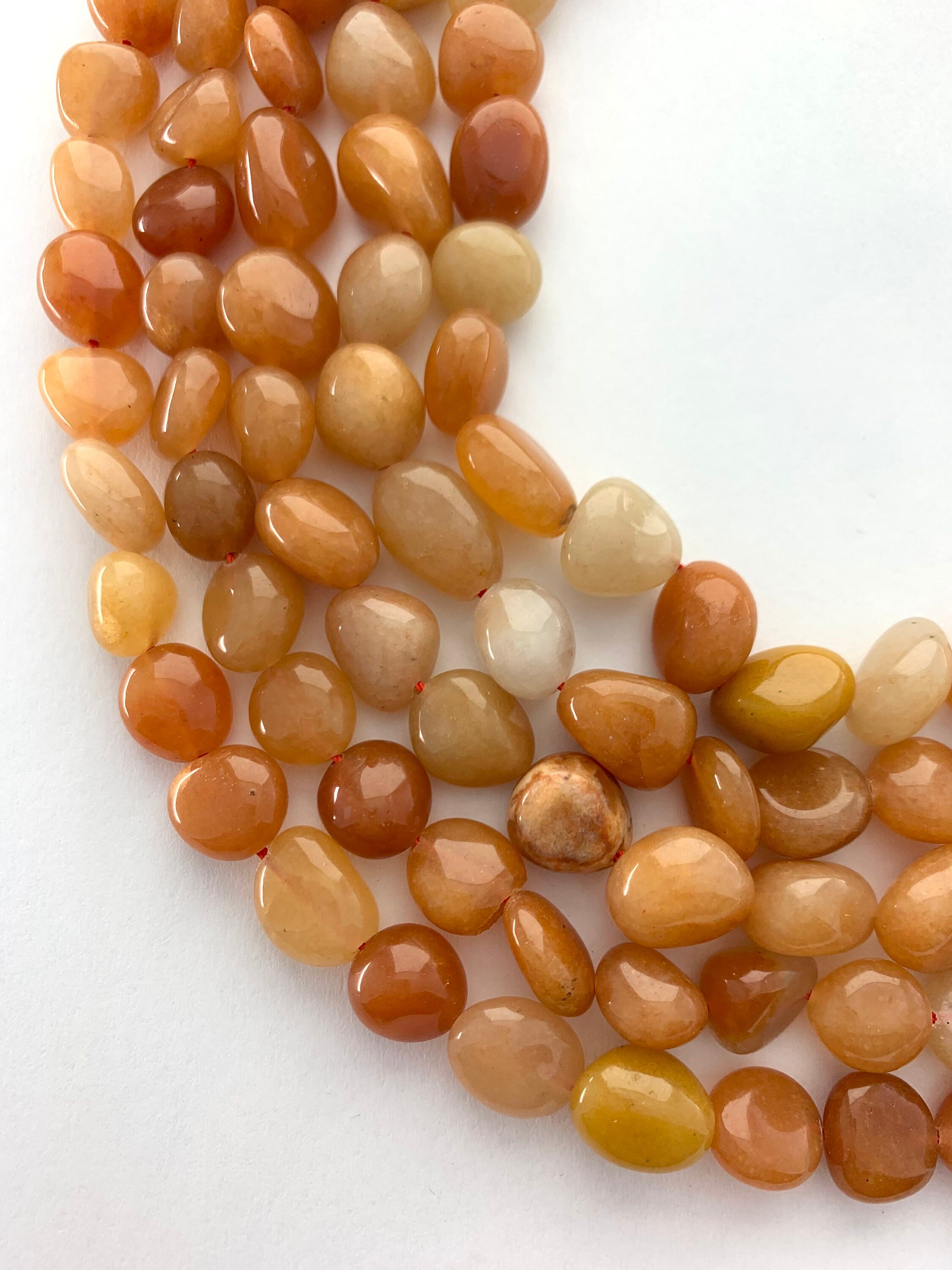 10-14mm Peach Aventurine Nugget Gemstone Beads. 15” Strand Of Mixed Orange Nugget Ls, Approx. 32-36 Beads Per Strand. Orange Aventurine.