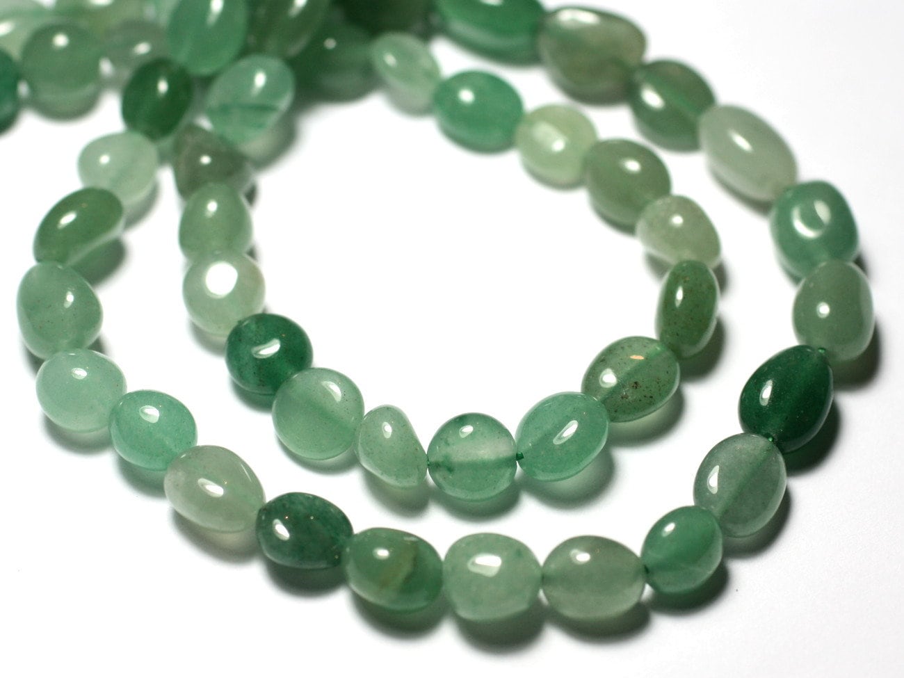 10pc - Perles Pierre - Aventurine Verte Nuggets Olives Ovales 4-10mm - 7427039731225