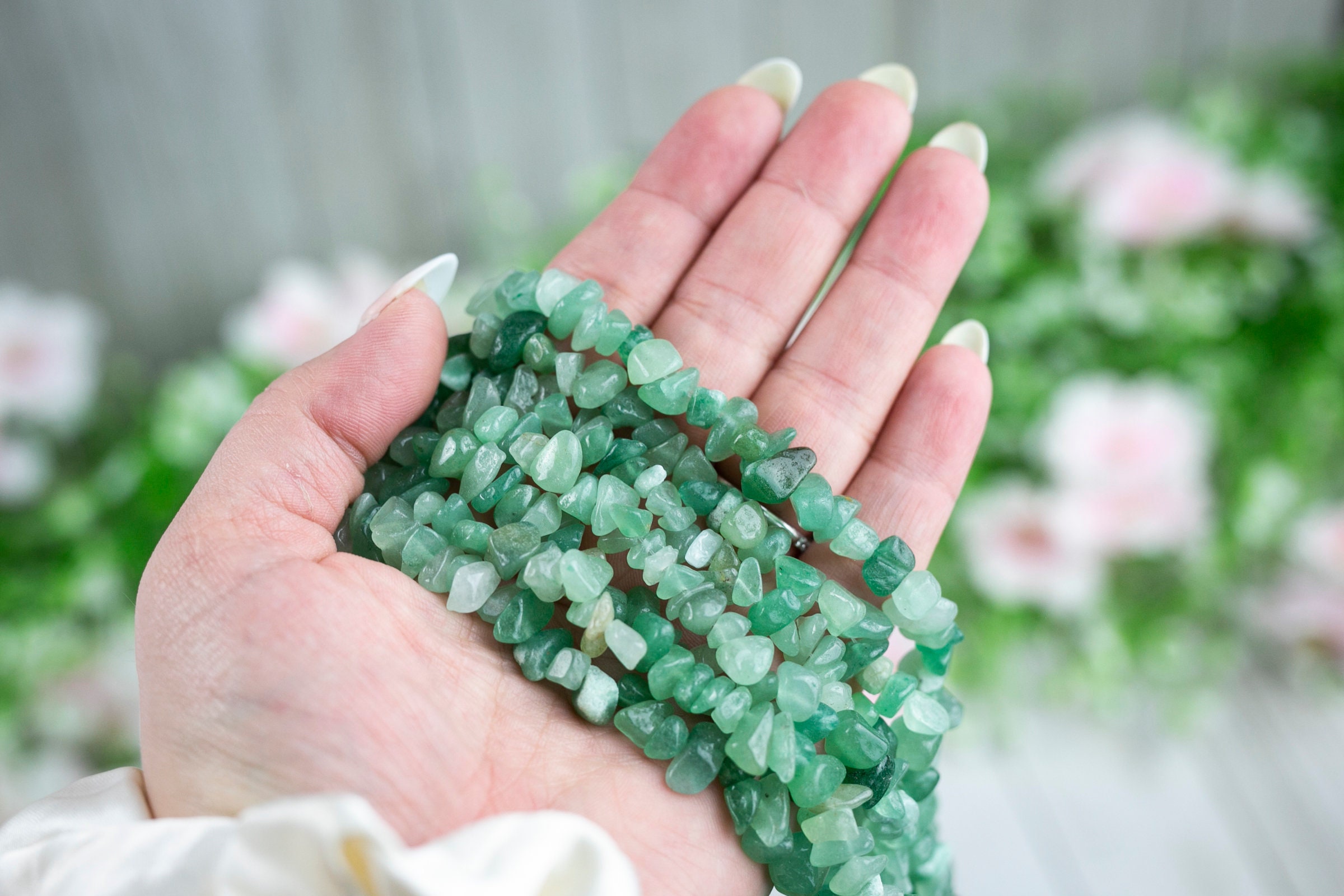 30" Natural Green Aventurine Crystal Chip Beads 6mm - 8mm - Double Length Strand Gemstone Beads