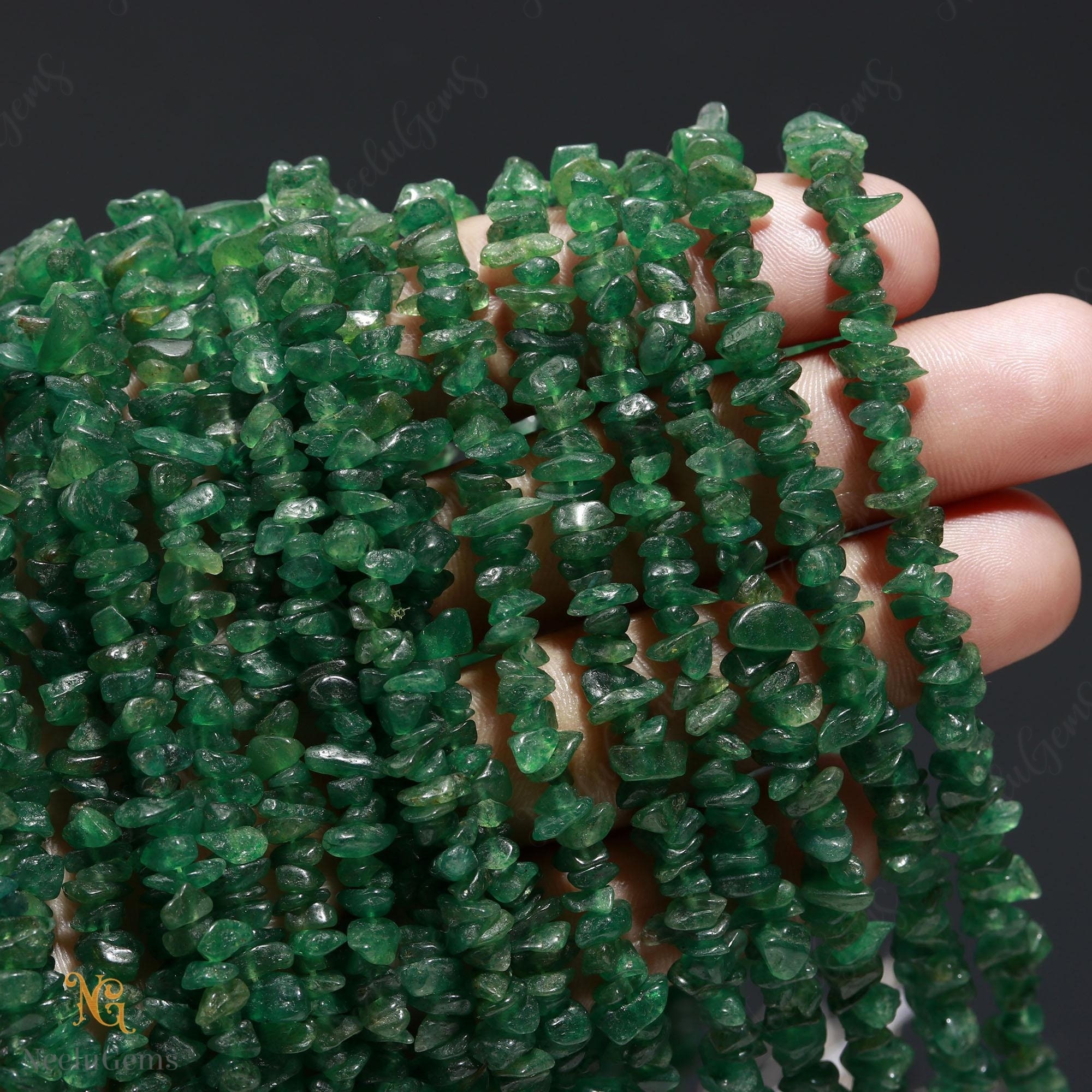 Aaa+ Green Aventurine Uncut Chip Beads,natural Aventurine Raw Rough Tiny Nugget Chips,34" Gemstone Beads For Handmade Jewelry