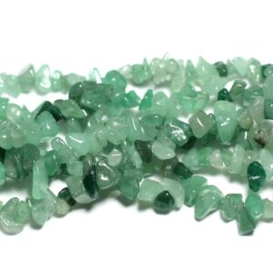 Fil 80cm 230pc environ - Perles Pierre Aventurine Rocailles Chips 4-10mm vert clair