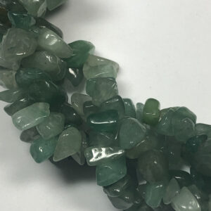 Aventurine gemstone chips. Full 36" strand of soft green Aventurine chips.