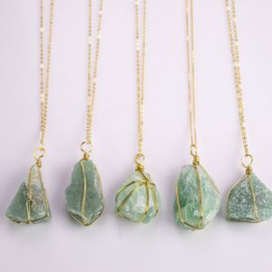 Green Aventurine Crystal Necklaces Handmade in USA Wire Wrapped Raw Natural Gemstone Crystal Necklace Handmade Jewelry Raw Green Aventurine