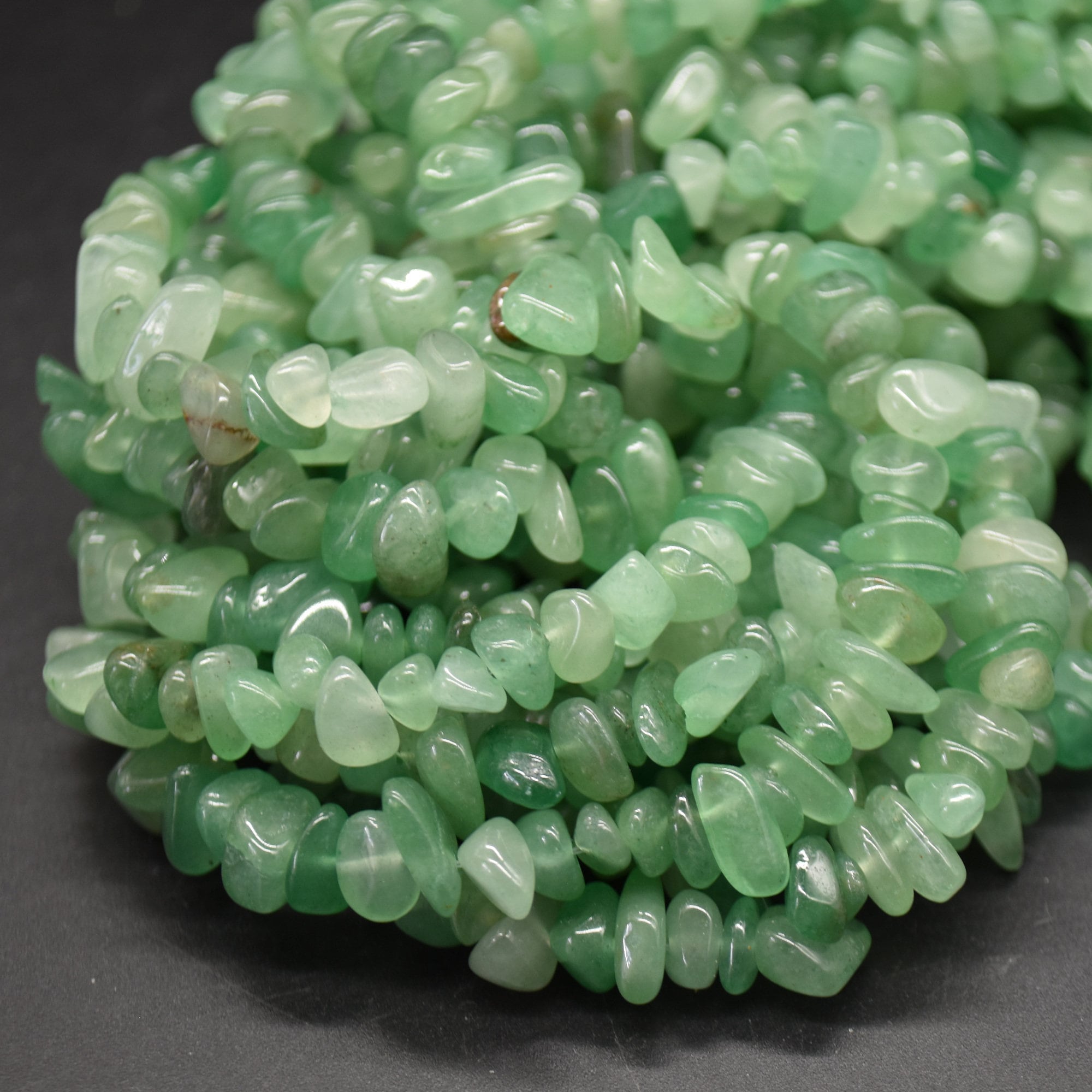 Green Aventurine Gemstone Chips Nuggets Beads - 5mm - 8mm, 32" Strand